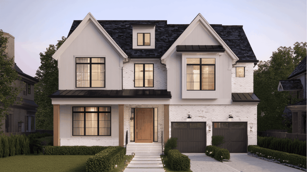 Home with greige horizontal siding roof color combination