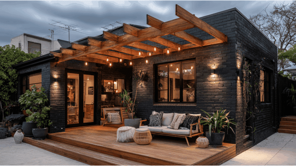 Black Brick with Pergola or Patio Cover