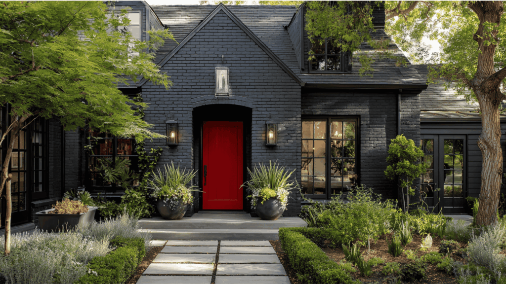 Black Brick with Striking Front Door