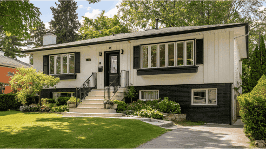 Split Level Home with Black Brick