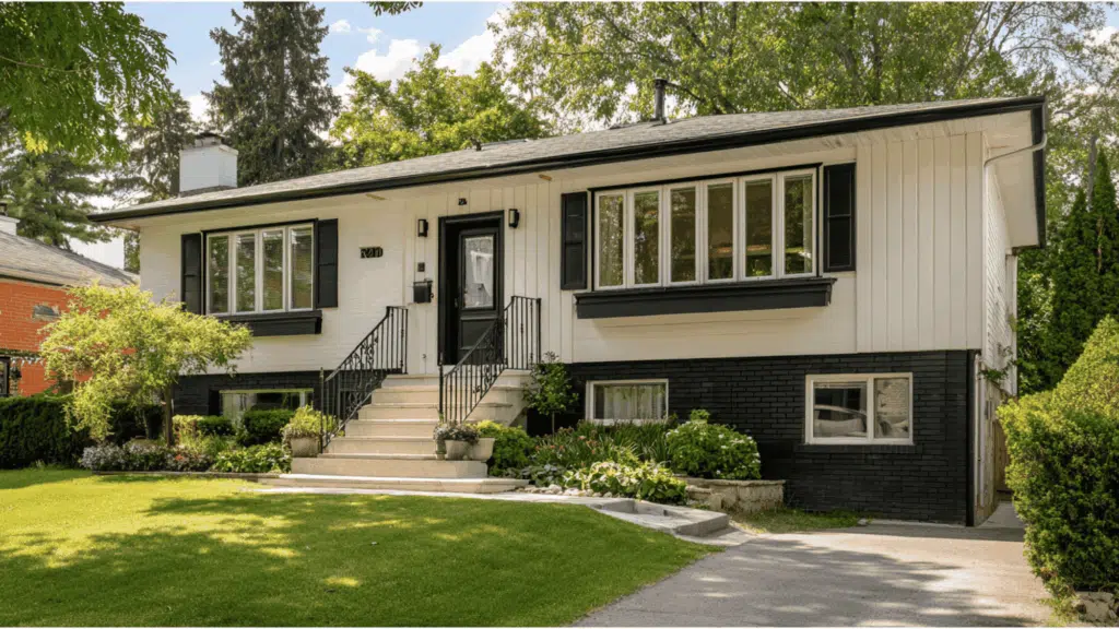 Split Level Home with Black Brick