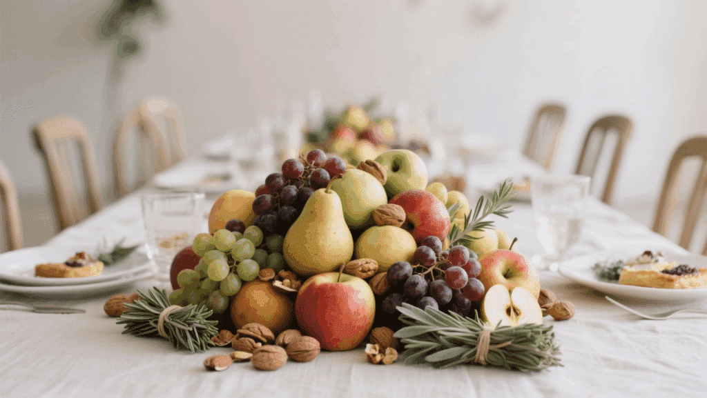 edible centerpiece with seasonal produce