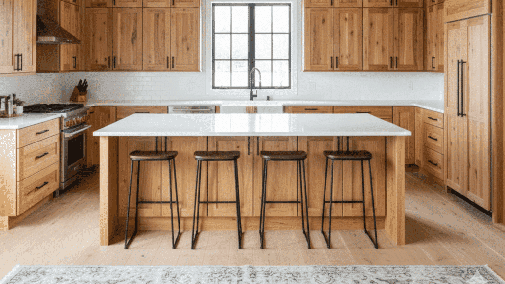natural wood cabinets
