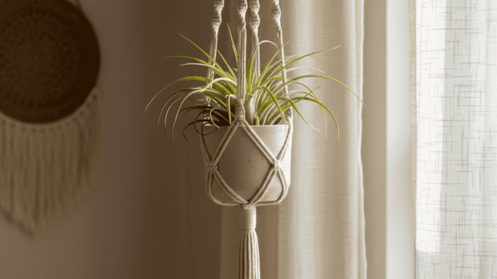 air plant light macrame