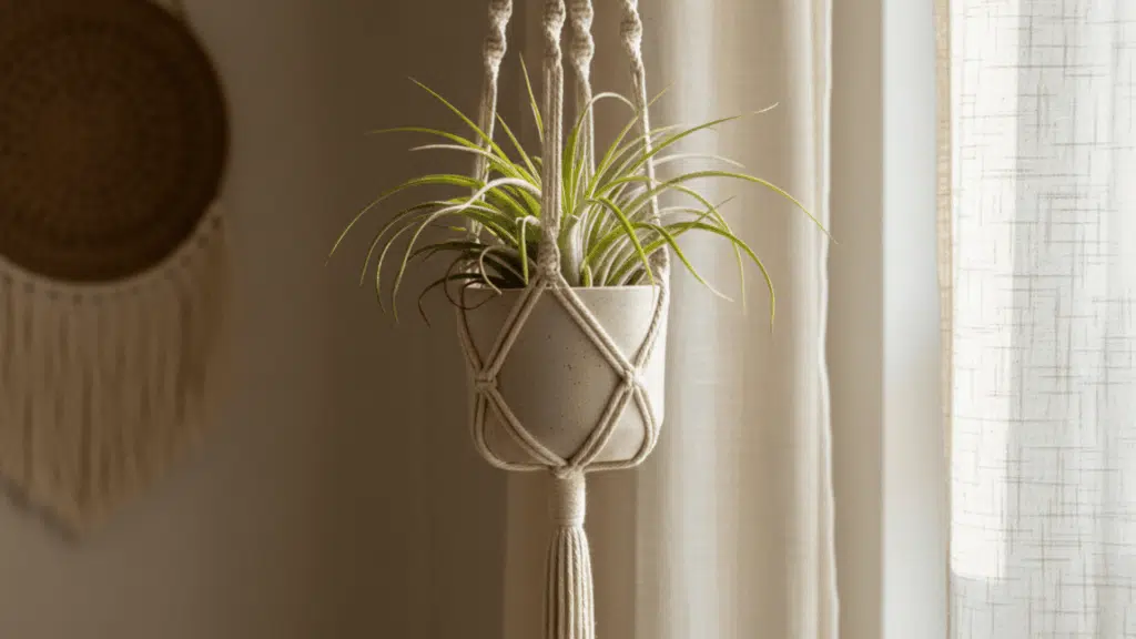 air plant light macrame