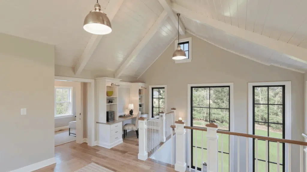 all white vaulted ceiling