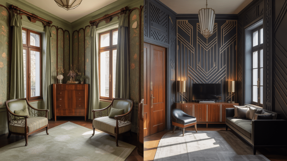 art deco vs art nouveau in homes and interiors