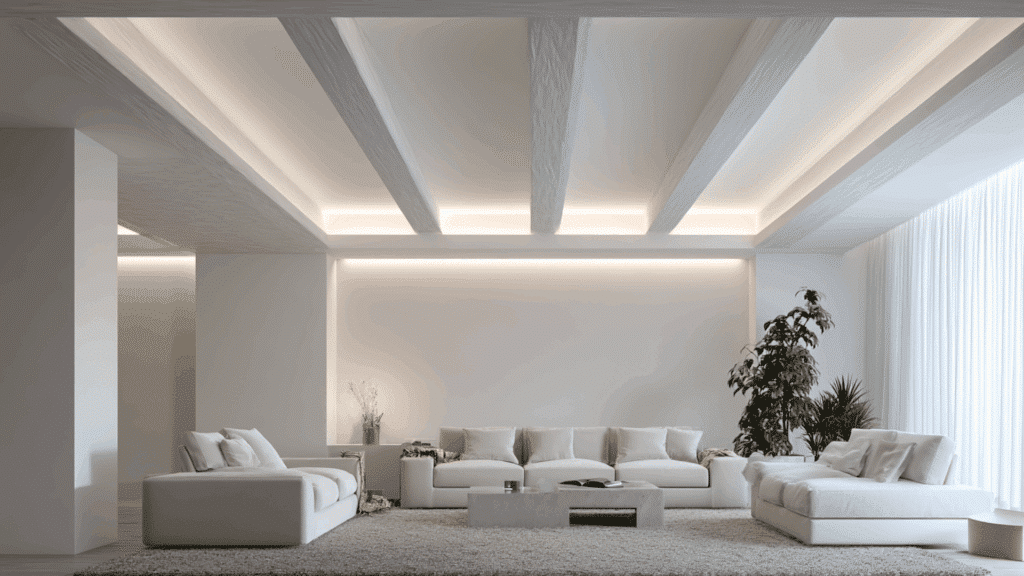beams with soft recessed lighting