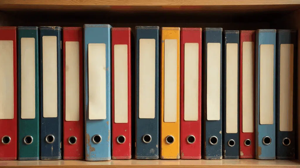 binder library shelf
