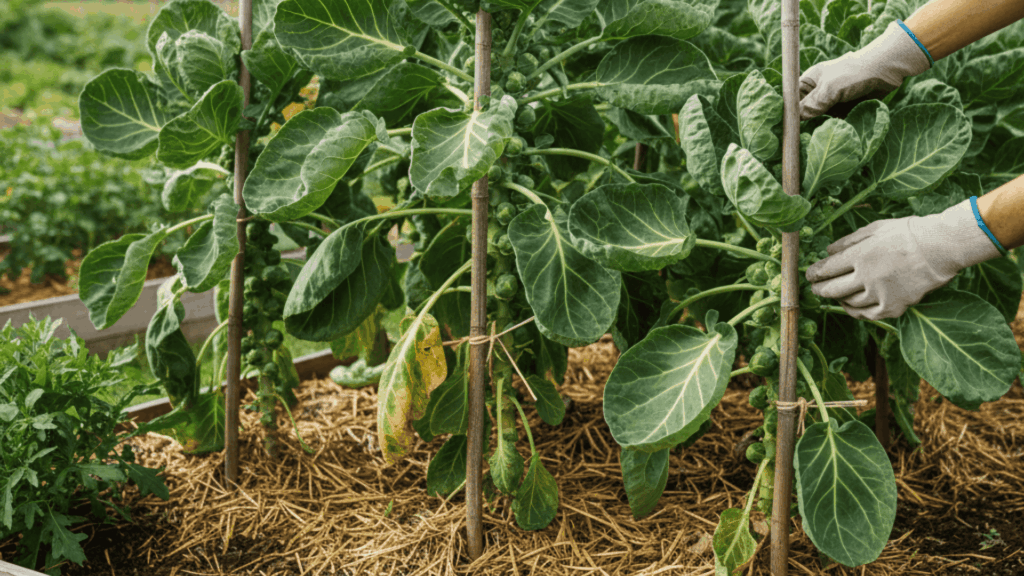 brussel sprouts care pruning