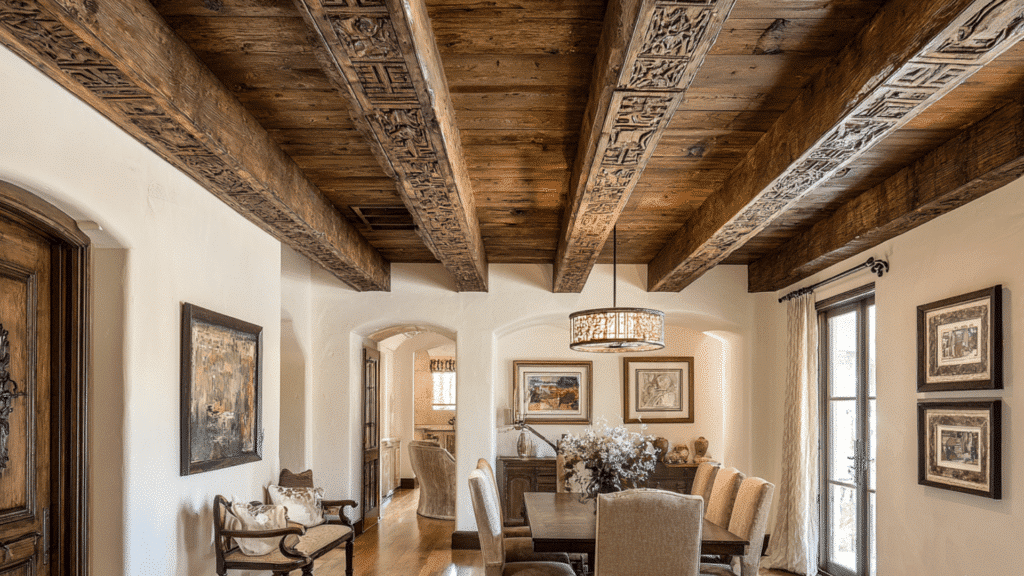 carved or patterned beams