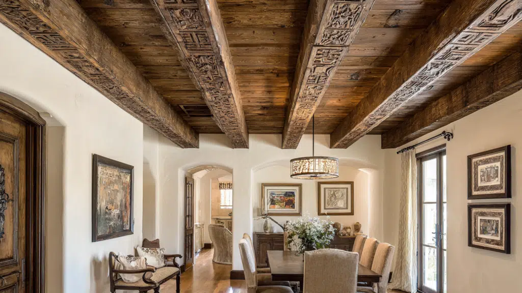 carved or patterned beams