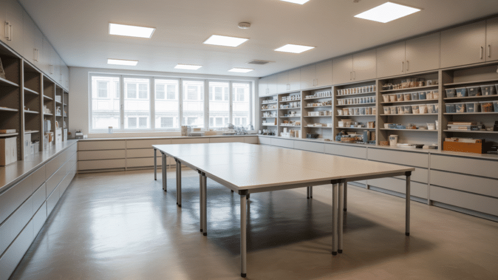 center island craft room layout