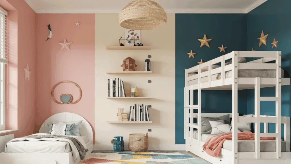 color blocked playful kids room