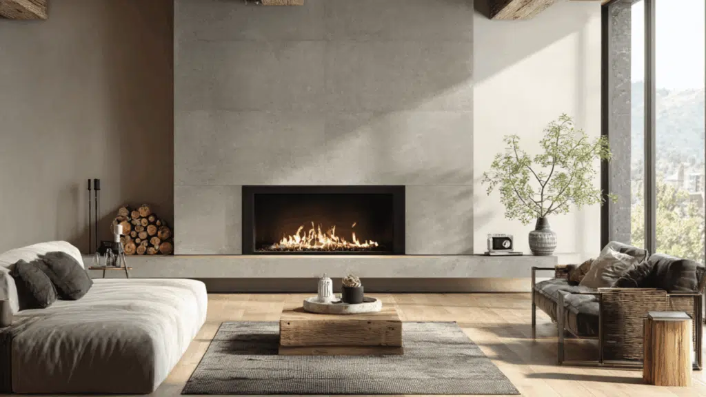 concrete finish porcelain in taupe