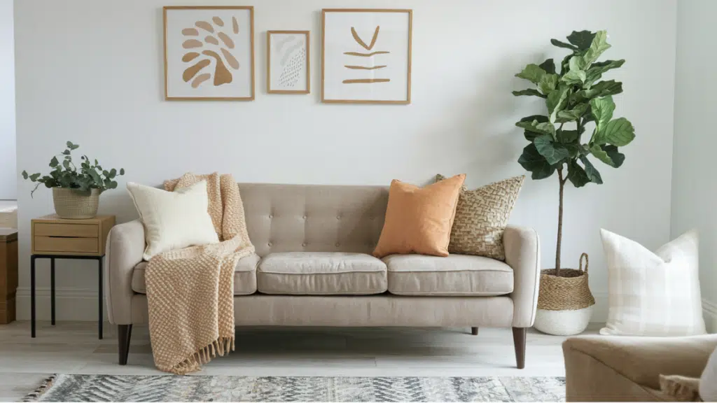 cozy pillows small living room sofa