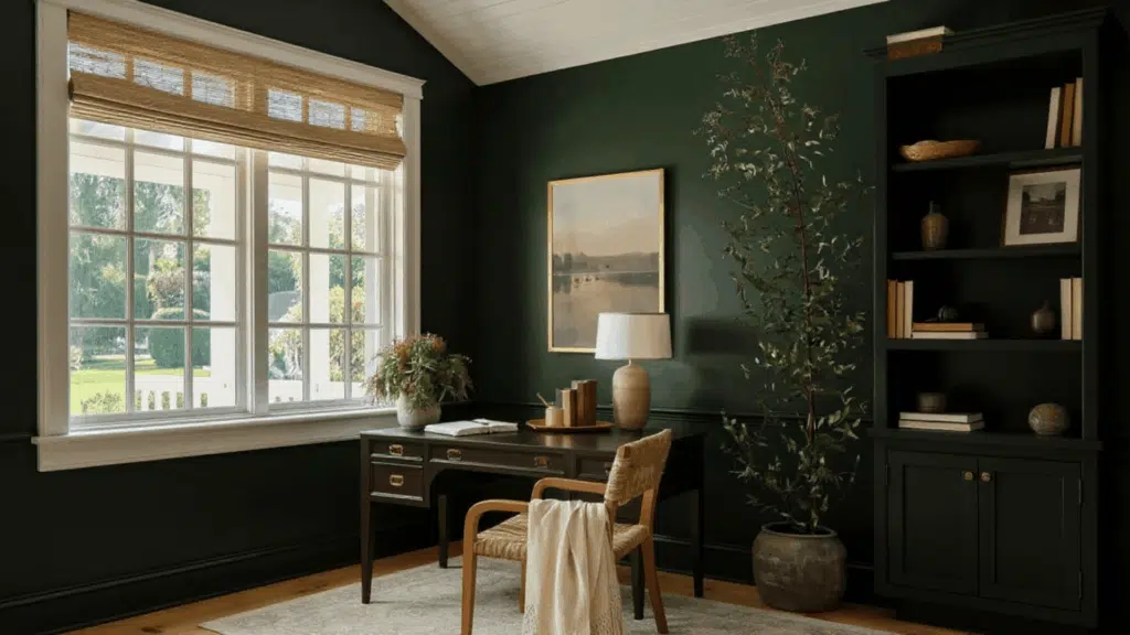 dark academia study bedroom idea