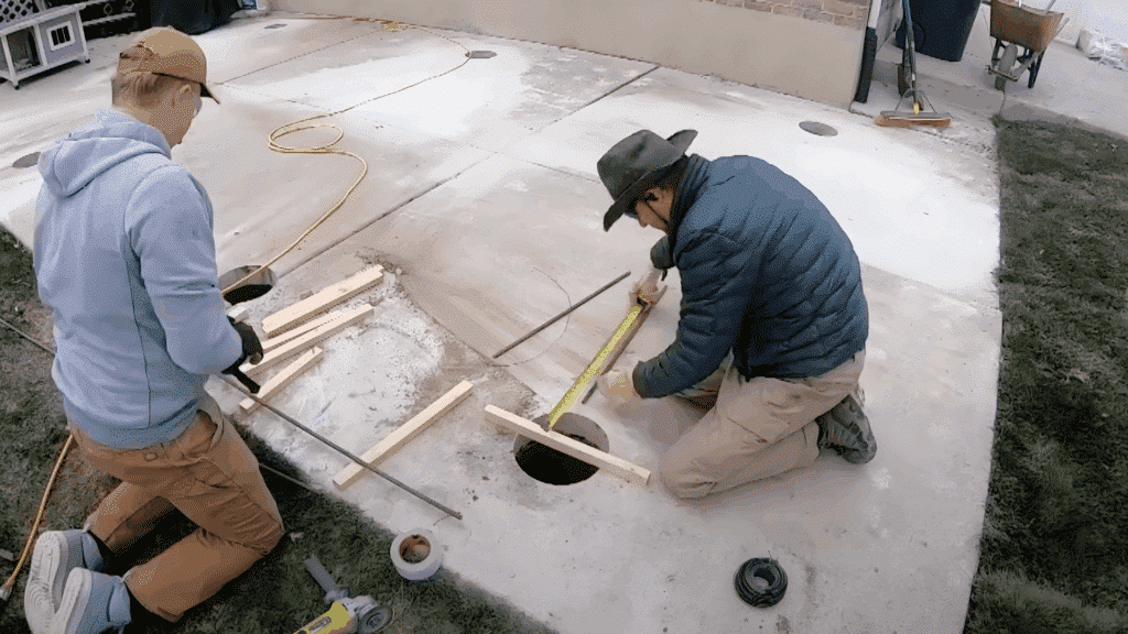 dig footings and pour concrete