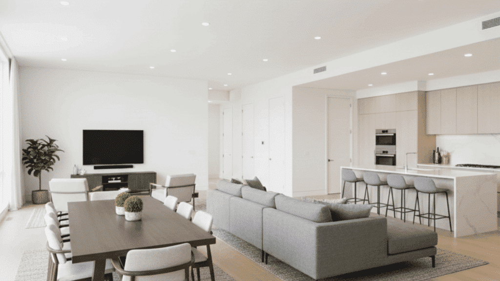 dining with the living area