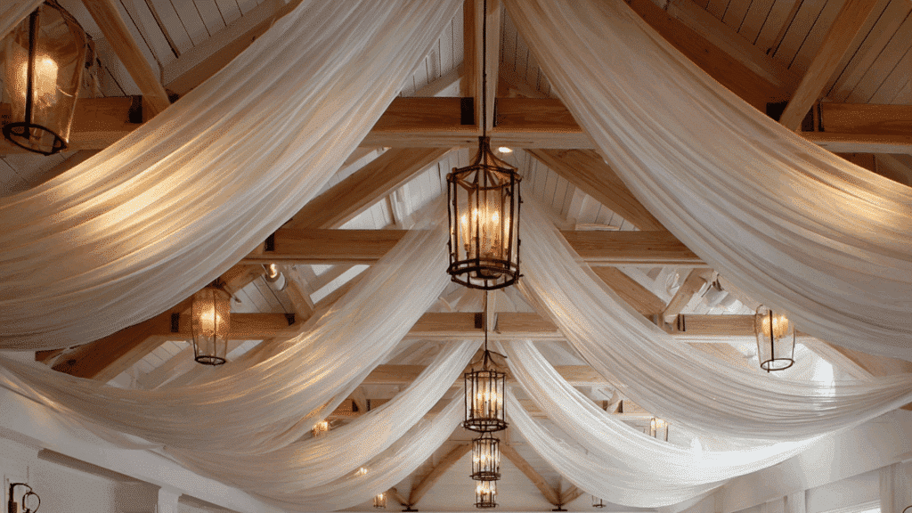 fabric wrapped beams for soft texture
