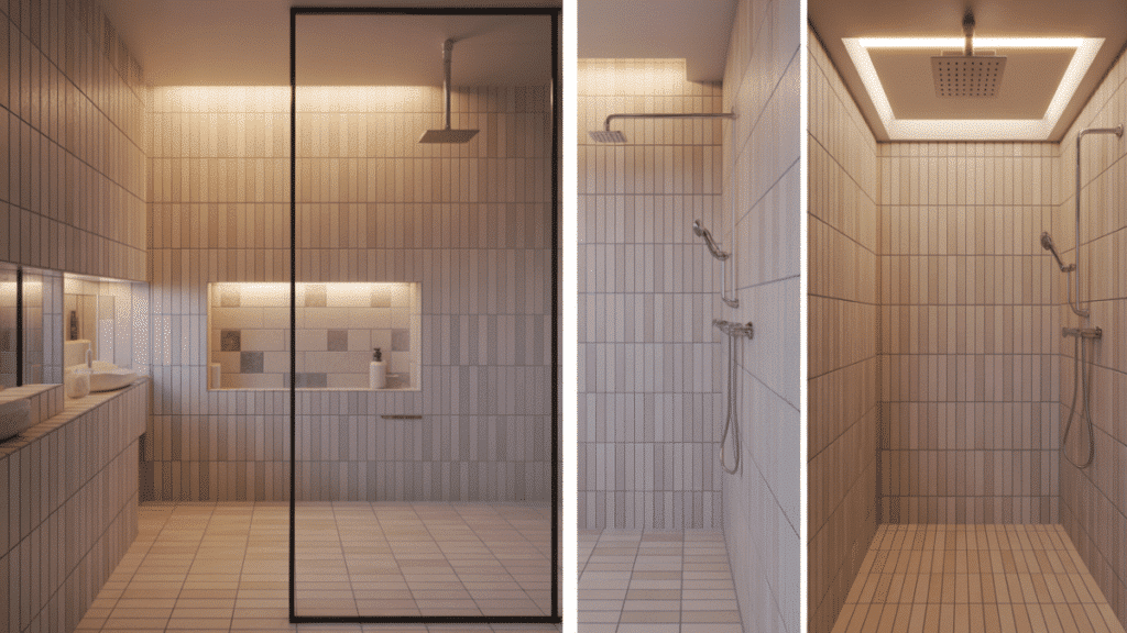 floor to ceiling tile in shower zone