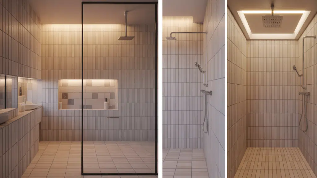 floor to ceiling tile in shower zone