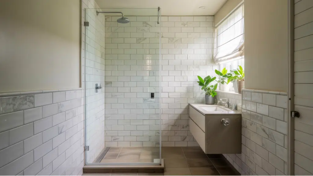 frameless glass walk in shower small bathroom ideas