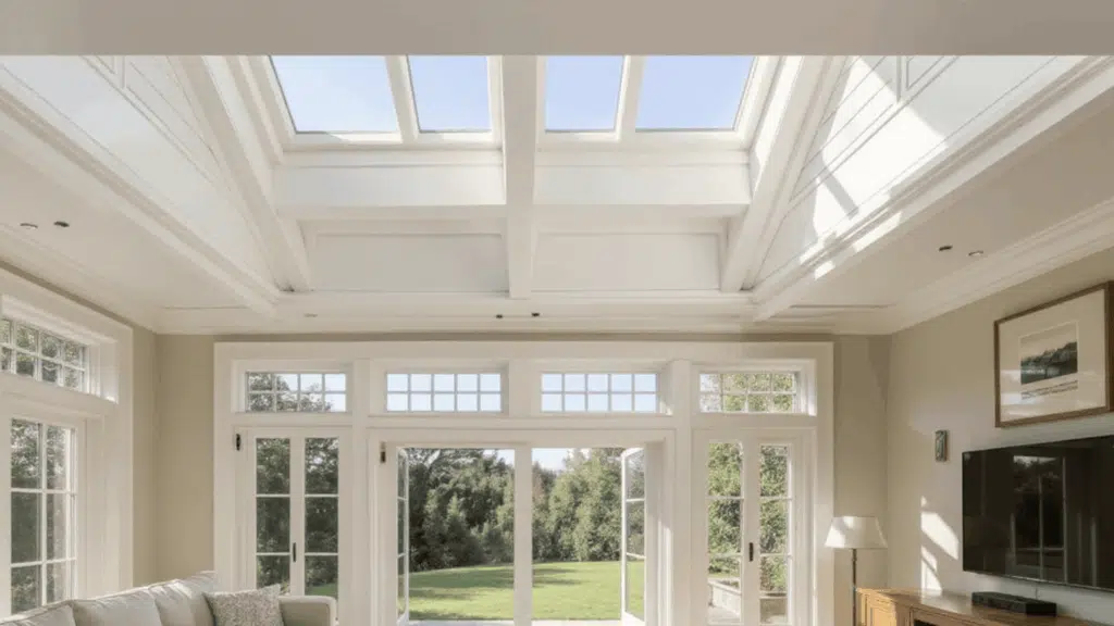 glass panels along the vault vaulted ceiling