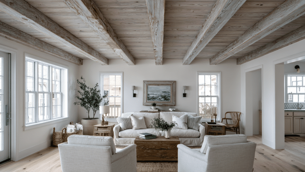 gray stained beams for a neutral palette