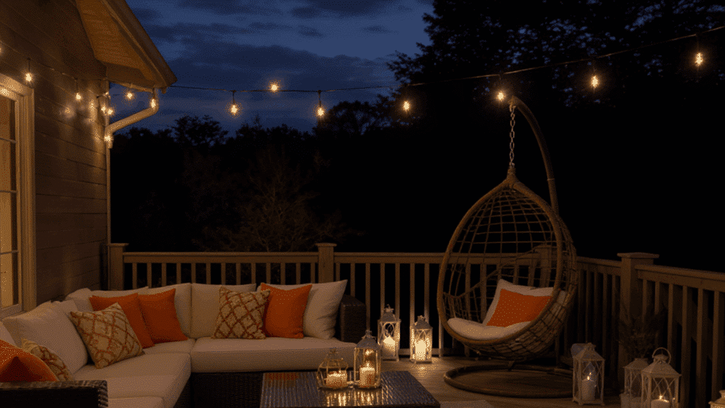 hang string lights for evening comfort