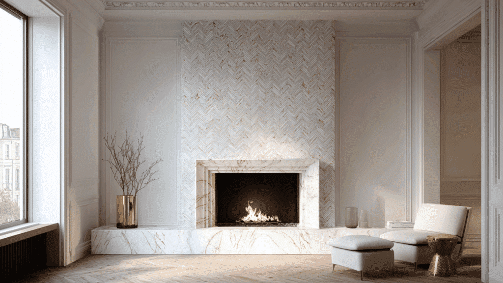 herringbone marble mosaic