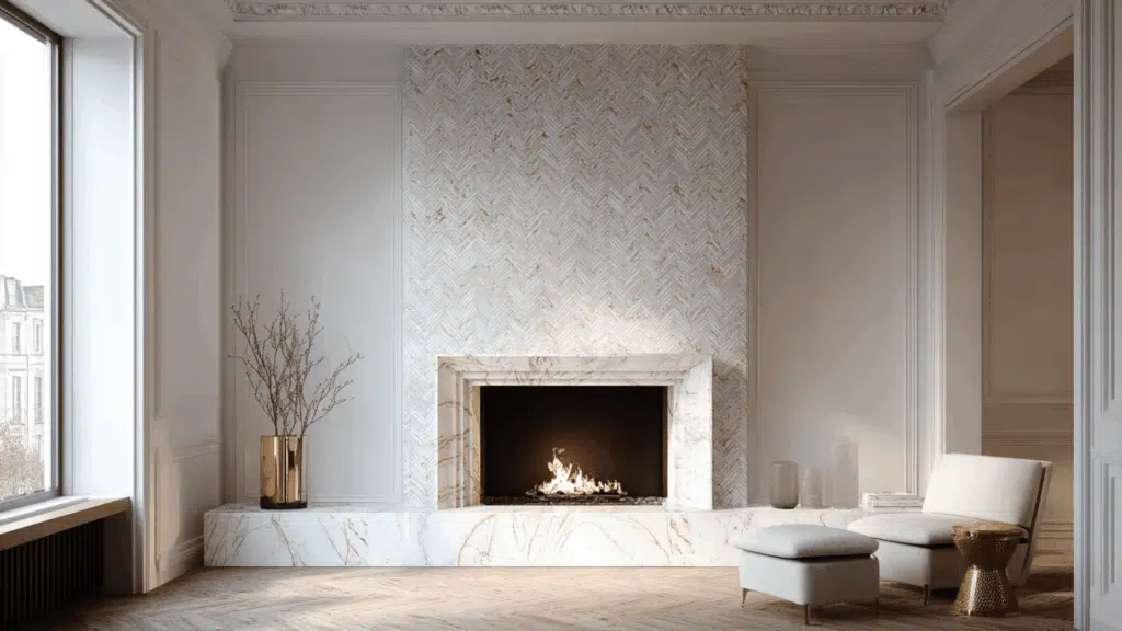 herringbone marble mosaic