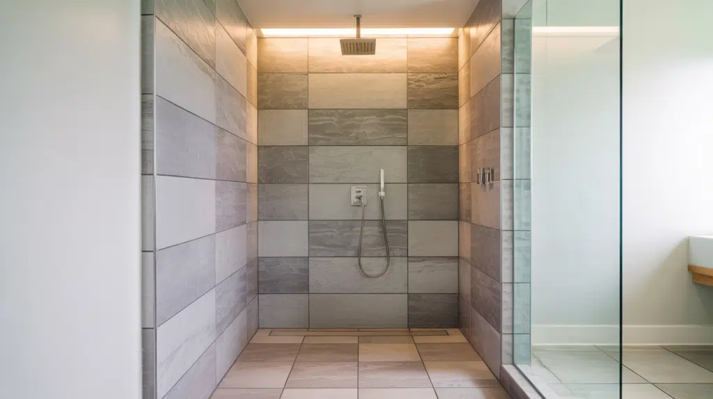 hidden drain walk in shower small bathroom ideas