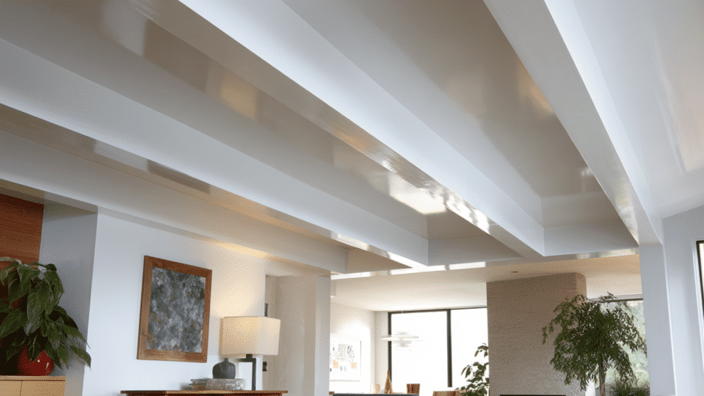 high gloss painted beams
