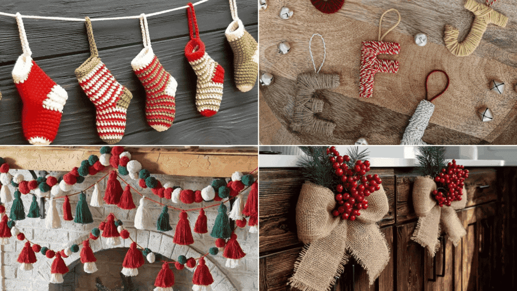 homemade fabric yarn decorations for christmas