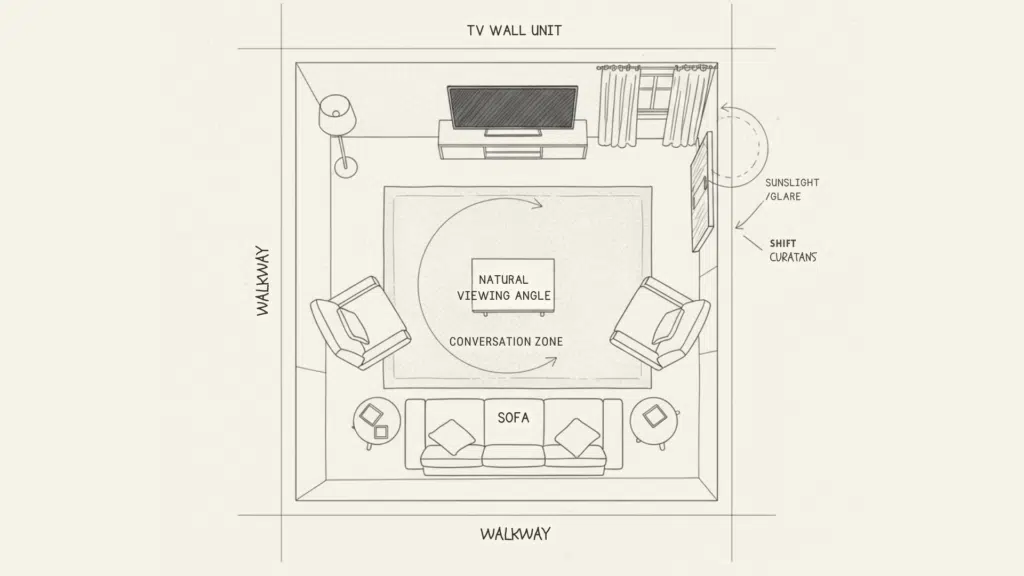 how to arrange living room furniture with tv