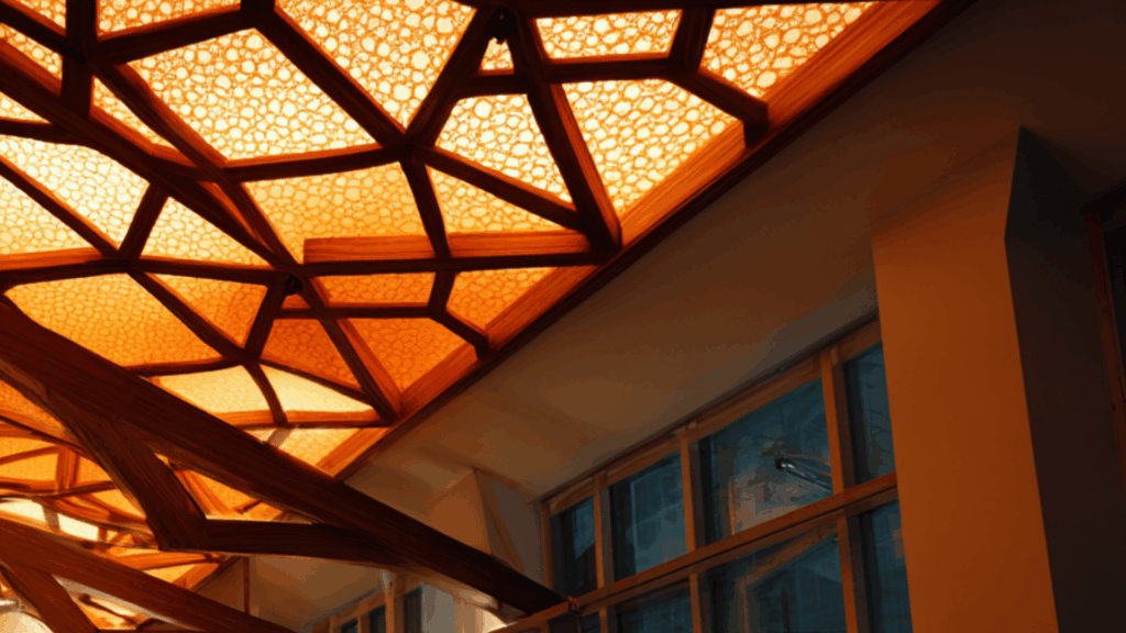 illuminated lattice beams with translucent panels