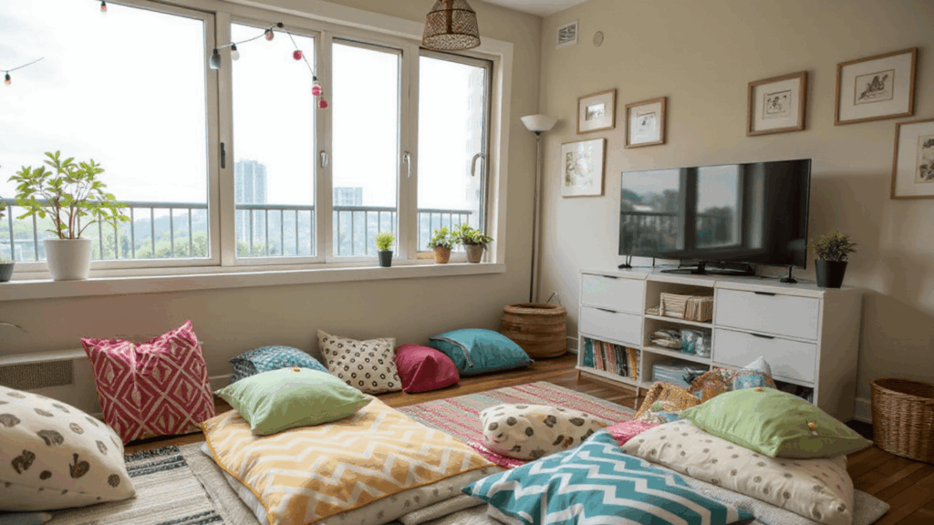 include floor poufs for extra seating