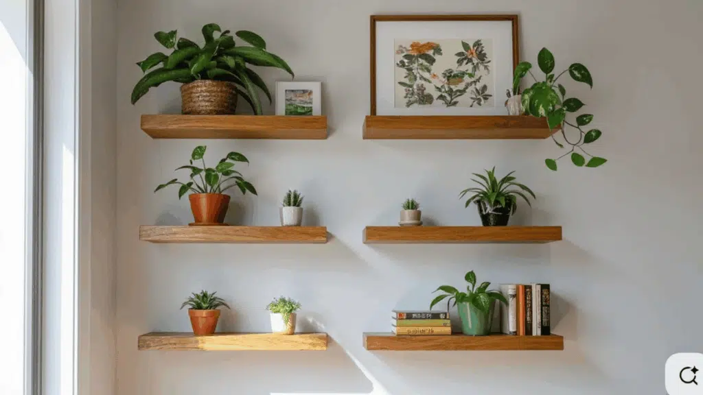 install wall shelves to save floor space