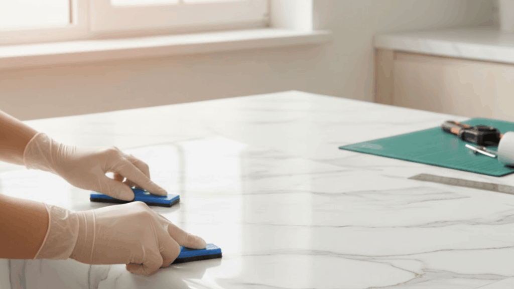 installing peel and stick countertop wrap