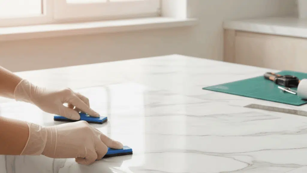 installing peel and stick countertop wrap