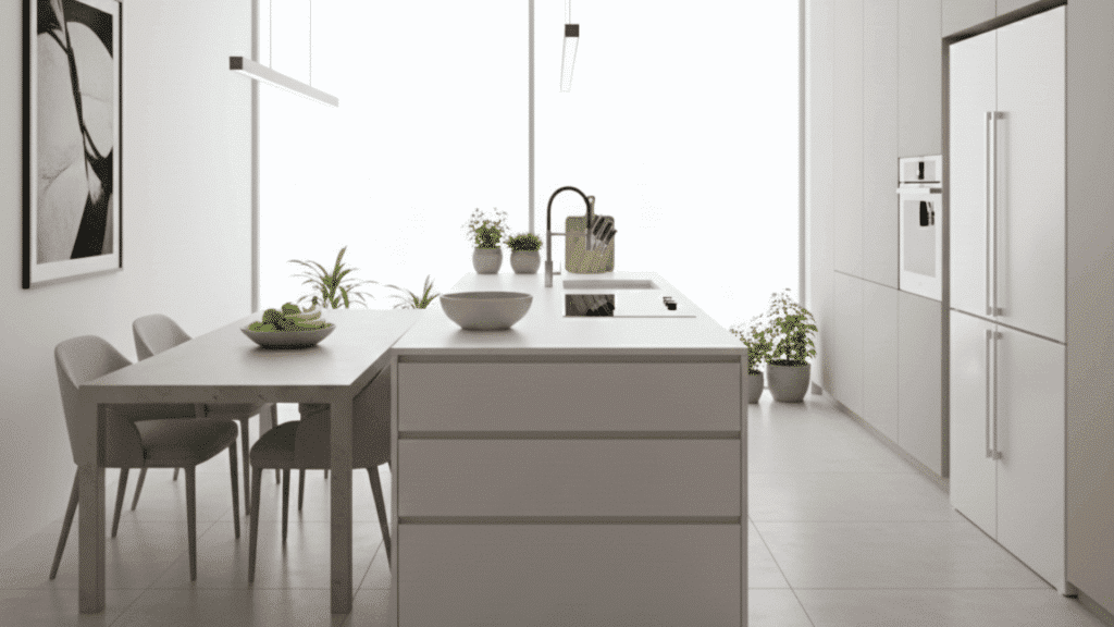 island and dining table open floor