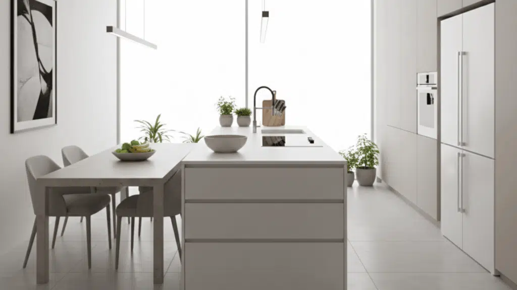 island and dining table open floor