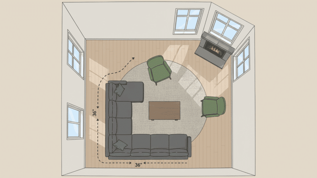 l shaped seating arrangement living room layout