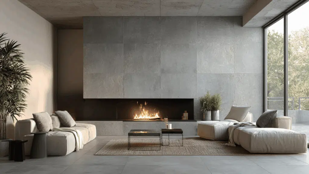 large format concrete look porcelain tile