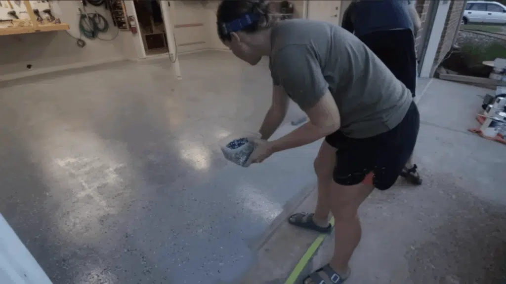 lay the base coat and add color flakes