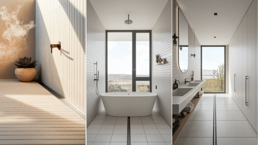 linear drain along one wall