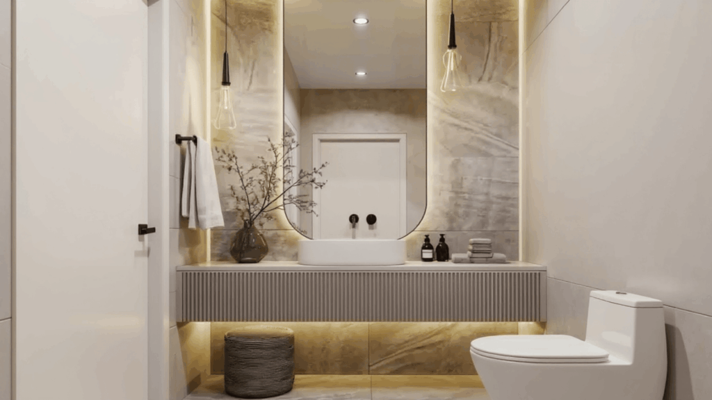 luxurious lighting upgrade half bath bathroom remodel ideas