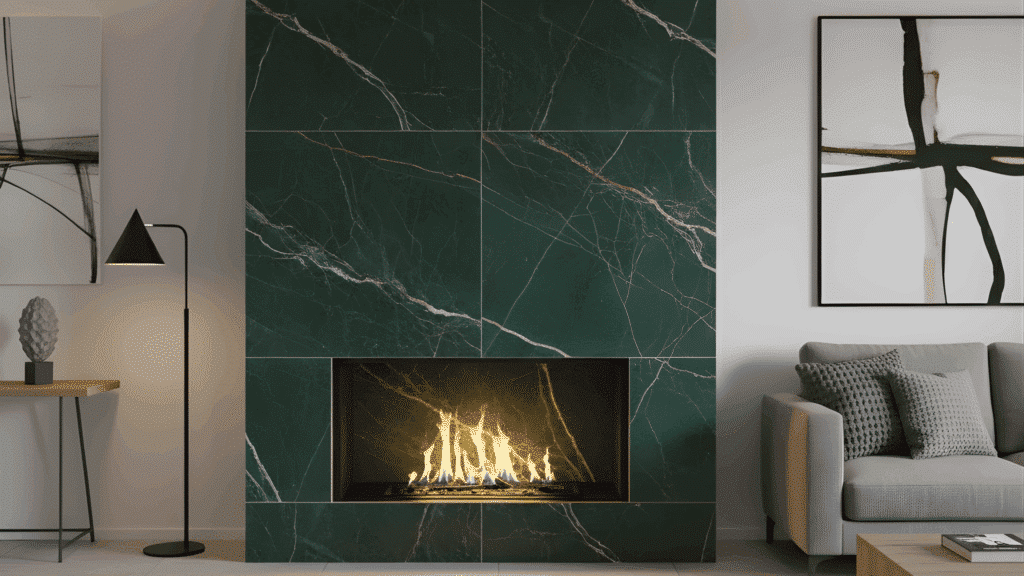 marbled porcelain in deep green