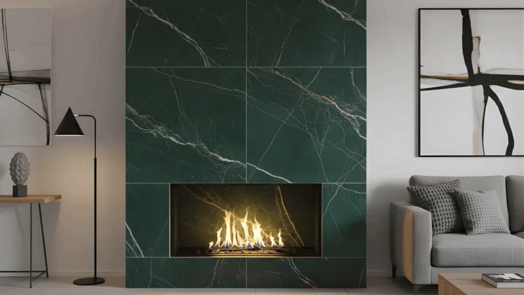 marbled porcelain in deep green